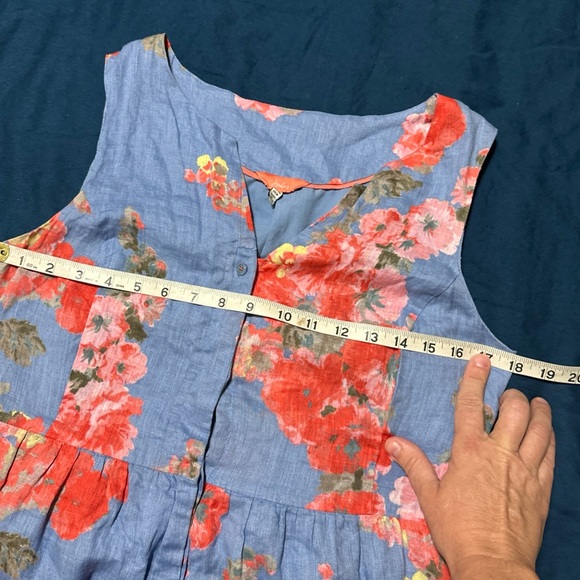Joules Lisia Women’s 8 Sleeveless Button Down Blue Floral Lined Dress Flax Linen - Picture 14 of 15